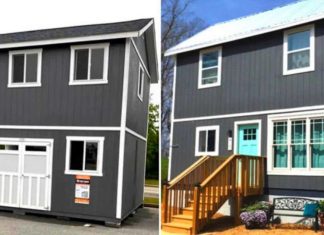 Home Depot prefabricated sheds transformed into magnificent two-story homes