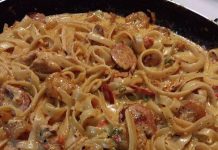 CAJUN SHRIMP PASTA WITH SAUSAGE