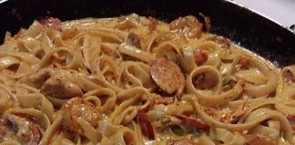 CAJUN SHRIMP PASTA WITH SAUSAGE