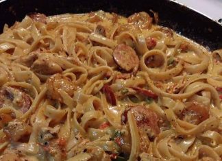 CAJUN SHRIMP PASTA WITH SAUSAGE