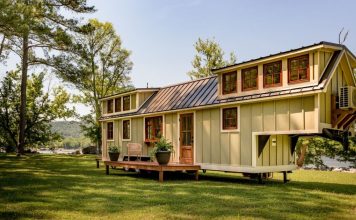 Charming Timbercraft tiny house is surprisingly spacious.