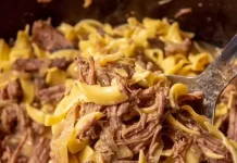 Slow Cooker Pot Roast Beef Stroganoff