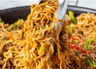 Ground Beef Ramen Skillet