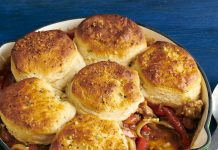 Savory Sausage-and-Pepper Biscuit Pot Pie