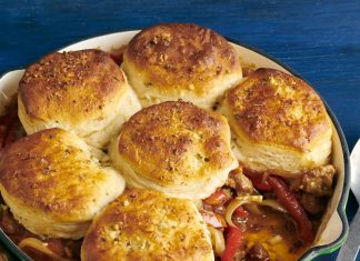 Savory Sausage-and-Pepper Biscuit Pot Pie