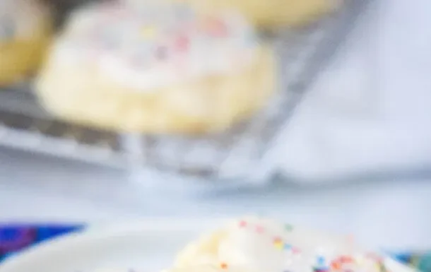 Soft and Fluffy Vanilla Glazed Sour Cream Cookies