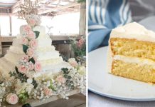 Couple Turns Costco Sheet Cakes Into Huge, Beautiful Wedding Cake