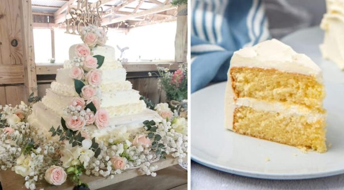 Couple Turns Costco Sheet Cakes Into Huge, Beautiful Wedding Cake