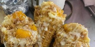 Peach Cobbler Cheesecake Cones