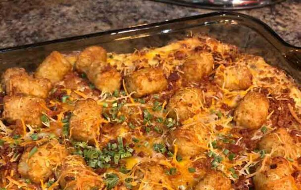 Chicken Bacon Ranch Tater Tot Casserole