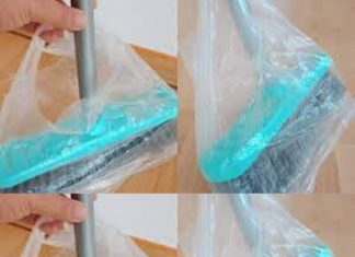 Put a plastic bag on the broom, all housewives do this: except vacuum cleaners