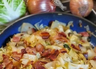 FRIED CABBAGE WITH ONIONS AND BACON