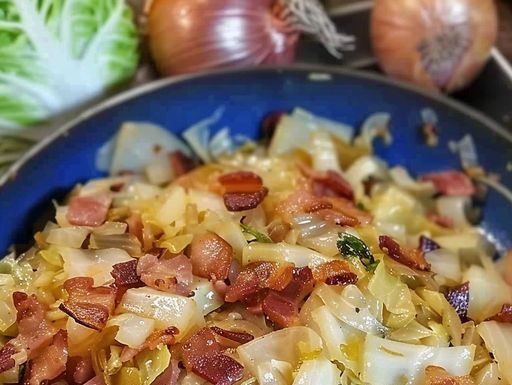 FRIED CABBAGE WITH ONIONS AND BACON