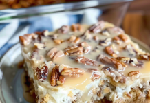 This Butter Pecan Praline Poke Cake is Pure Heaven!