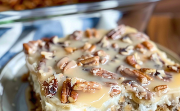 This Butter Pecan Praline Poke Cake is Pure Heaven!