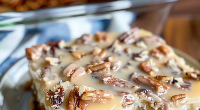 This Butter Pecan Praline Poke Cake is Pure Heaven!