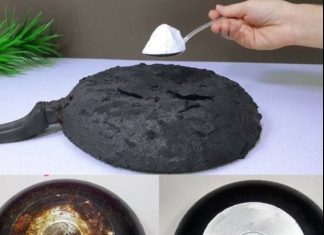 It is only necessary to use two ingredients in order to clean and shine pans that have been scorched on the exterior.