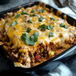 Indulge in Comfort: Creamy Burrito Casserole – A Cheesy Delight!
