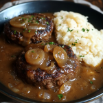 Savory Delight: Hamburger Steaks with Onion Gravy – Rich and Flavorful!