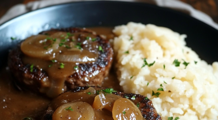 Savory Delight: Hamburger Steaks with Onion Gravy – Rich and Flavorful!