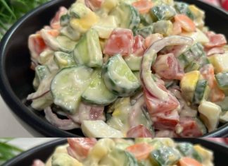 sliced tomatoes and cucumbers marinated in olive oil