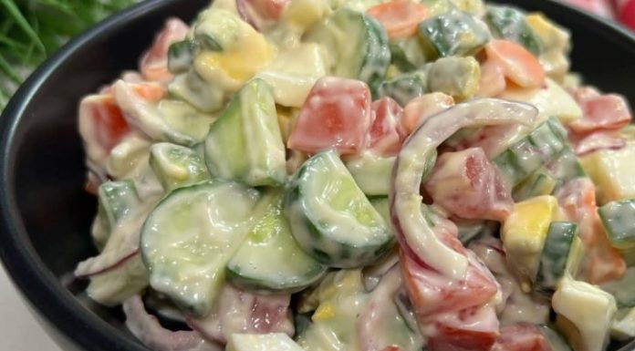 sliced tomatoes and cucumbers marinated in olive oil