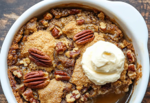 Double Delight: Pecan Pie Cobbler – A Rich Fusion of Classic Flavors!