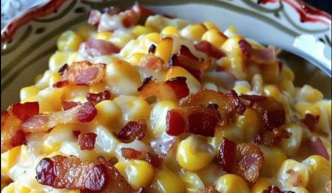 Slow Cooker Cheddar Corn with Bacon