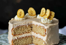 “Sweet Sensation: Banana Cake with Cinnamon Buttercream Frosting – A Perfectly Spiced Delight!