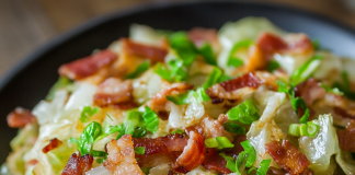 Savory Sensation: Fried Cabbage with Bacon, Onion, and Garlic – Flavor in Every Bite!