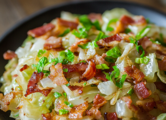 Savory Sensation: Fried Cabbage with Bacon, Onion, and Garlic – Flavor in Every Bite!