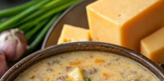 Slow Cooker Cheesy Burger-Flavored Soup