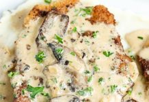 Crispy Herb-Crusted Schnitzel with Mushroom Cream Sauce