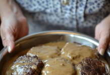 Treat Yourself to a Deliciously Filling Hamburger Steak with Creamy Country Gravy!