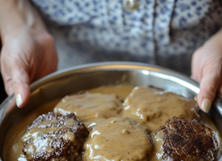 Treat Yourself to a Deliciously Filling Hamburger Steak with Creamy Country Gravy!