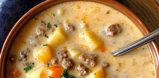 Satisfy Your Cravings with This Hearty Creamy Potato & Hamburger Soup Recipe!