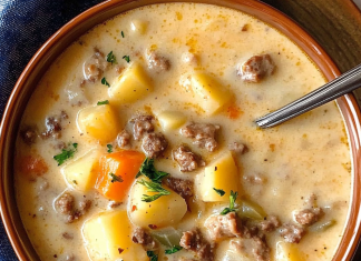 Satisfy Your Cravings with This Hearty Creamy Potato & Hamburger Soup Recipe!