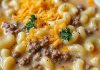 Soup with Macaroni and Cheeseburger Flavor