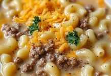 Soup with Macaroni and Cheeseburger Flavor