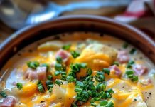 Potatoes with Ham Cooked Slowly in a Crockpot