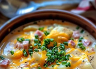 Potatoes with Ham Cooked Slowly in a Crockpot