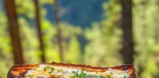 Mushroom & Caramelized Onion Soup with Cheesy Toasties and Bacon