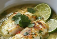Coconut Lime Fish Soup with Cilantro