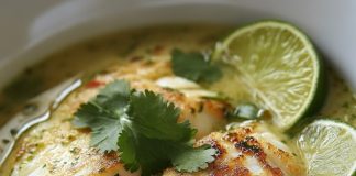 Coconut Lime Fish Soup with Cilantro