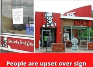 People Are Upset Over Sign KFC Store Posted on Their Doors – Restaurant Refuses to Take It Down