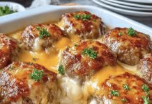 Hamburger Steak Bake (Creamy Onion–Mushroom Gravy)