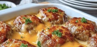 Hamburger Steak Bake (Creamy Onion–Mushroom Gravy)