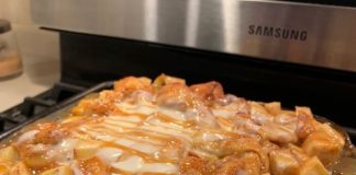 Caramel Apple Cinnamon Roll Lasagna