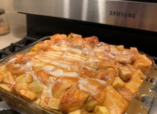 Caramel Apple Cinnamon Roll Lasagna