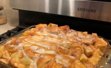 Caramel Apple Cinnamon Roll Lasagna